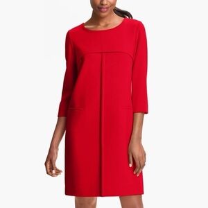 Tahari ASL Red Sheath Dress with 3/4 Sleeves